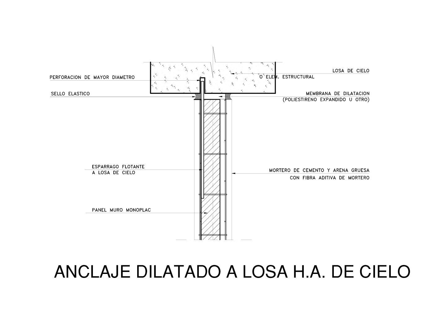 Vista previa de Anclaje Dilatado Panel PMO a Losa de Cielo H.A.