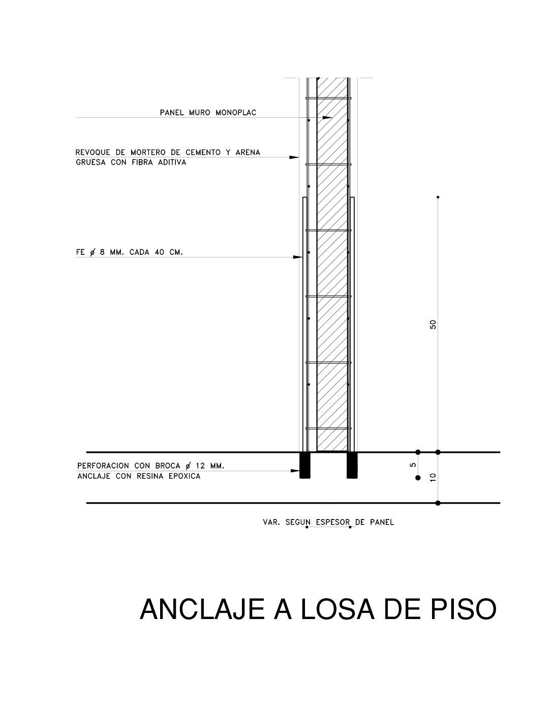 Vista previa de Anclaje Panel PMO a Losa de Piso H.A.