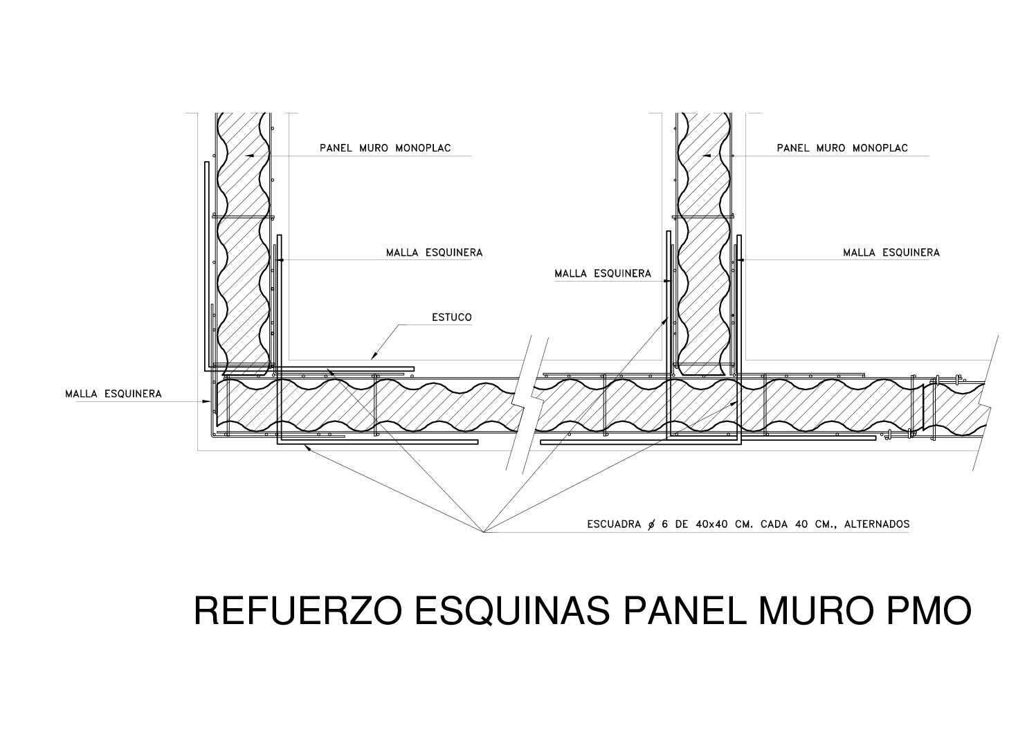 Vista previa de Refuerzo de Esquinas – Panel Muro PMO